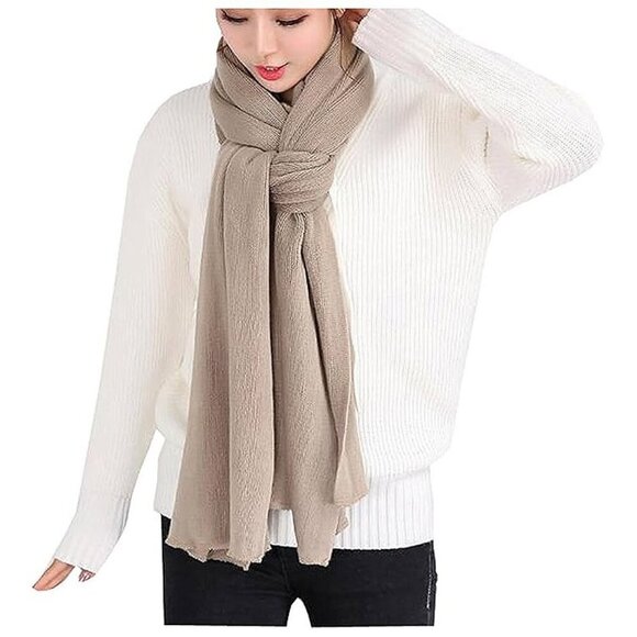 Women's Warm Scarves Long Shawl Winter Khaki - Picture 1 of 1